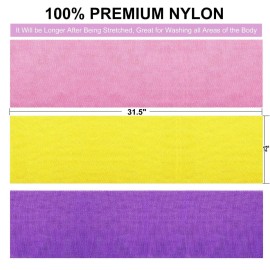 GIGULES, 3 Pieces African Net Bath Sponge African Exfoliating African Scrubbing Long Net Rag African Wash Net Shower Body Scrubber, Yellow Pink Purple GIGULES, 3 Pieces African Net Bath Sponge African Exfoliating African Scrubbing Long Net Rag African Wash Net Shower Body Scrubber, Yellow Pink Purple