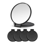 Qislee Compact Mirror Bulk, Round Makeup Mirror for Purse, Set of 4 (Black)