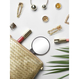 Qislee Compact Mirror Bulk, Round Makeup Mirror for Purse, Set of 4 (Black) Qislee Compact Mirror Bulk, Round Makeup Mirror for Purse, Set of 4 (Black)