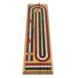 Regal Games Cribbage Board Game Set with Unique Wooden Cribbage Board (11 x 4.5 x 2.75) & 9 Multi-Colored Cribbage Pegs - Family Fun Game Night - Ideal for 2-4 Person