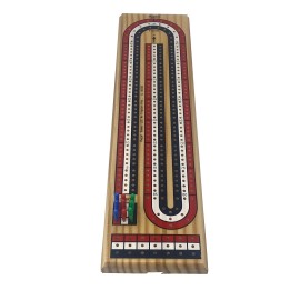 Regal Games Cribbage Board Game Set with Unique Wooden Cribbage Board (11 x 4.5 x 2.75) & 9 Multi-Colored Cribbage Pegs - Family Fun Game Night - Ideal for 2-4 Person