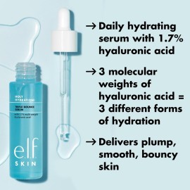 e.l.f. SKIN Holy Hydration! Triple Bounce Serum, 1.7% Hyaluronic Acid Serum For Plump, Bouncy Skin, Great For Hydrating Dry Skin e.l.f. SKIN Holy Hydration! Triple Bounce Serum, 1.7% Hyaluronic Acid Serum For Plump, Bouncy Skin, Great For Hydrating Dry Skin
