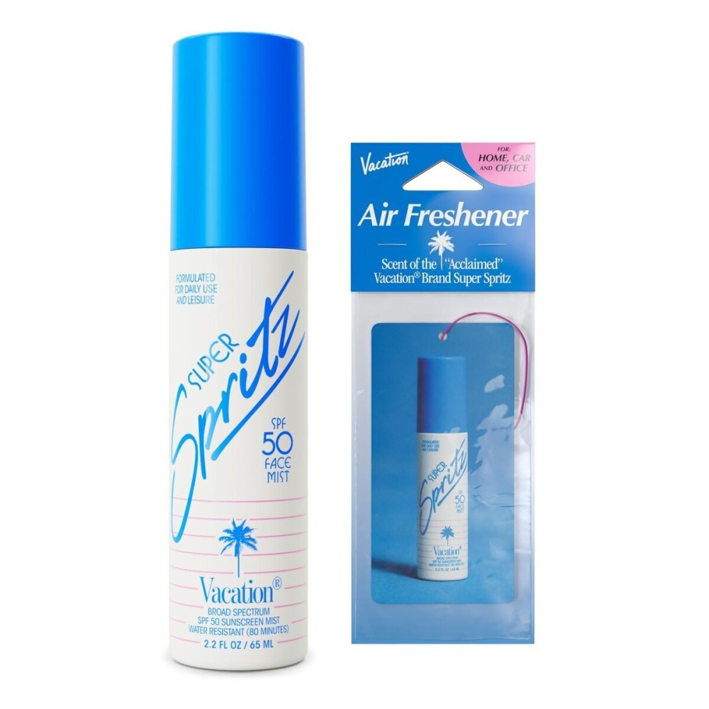 Vacation Super Spritz SPF 50 Face Mist & Air Freshener Bundle, Daily Face Sunscreen Spray, Clean & Lightweight Feel, Water-Resistant, Non-Comedogenic, Vegan, Travel Size, 2.2 Fl. Oz. Vacation Super Spritz SPF 50 Face Mist & Air Freshener Bundle, Daily Face Sunscreen Spray, Clean & Lightweight Feel, Water-Resistant, Non-Comedogenic, Vegan, Travel Size, 2.2 Fl. Oz.