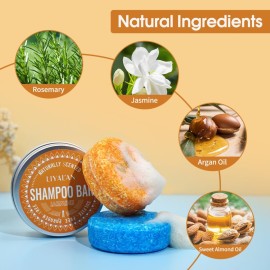 LIYALAN Shampoo Bar for Hair Solid Soap(2 Pack) Rosemary and Jasmine Shampoo Bar,Deep Cleansing Hair Shampoo for Fine & Oily Hair