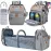 KABAQOO Diaper Bag Backpack, Large Baby Diaper Bags for Boys Girls, Baby Bag with USB Charging Port, Multifunction Waterproof Travel Back Pack for Moms Dads, Grey