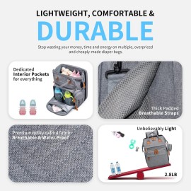 KABAQOO Diaper Bag Backpack, Large Baby Diaper Bags for Boys Girls, Baby Bag with USB Charging Port, Multifunction Waterproof Travel Back Pack for Moms Dads, Grey KABAQOO Diaper Bag Backpack, Large Baby Diaper Bags for Boys Girls, Baby Bag with USB Charging Port, Multifunction Waterproof Travel Back Pack for Moms Dads, Grey