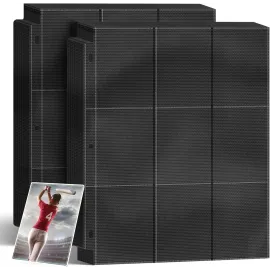 Trading Card Binder Sleeves, Baseball Holder Fit for Standard Size Sport Cards, 3 Ring Binder (Black)