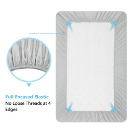 TILLYOU Baby Crib Sheets for Boys Girls, Fitted Crib Sheet 2 Pack for Standard Crib and Toddler Mattresses, Super Soft Toddler Bed Sheets, 28x52x8, White & Gray TILLYOU Baby Crib Sheets for Boys Girls, Fitted Crib Sheet 2 Pack for Standard Crib and Toddler Mattresses, Super Soft Toddler Bed Sheets, 28x52x8, White & Gray