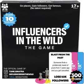 Influencers in the Wild Board Game - 2-6 Players - Built by Tank Sinatra & Tank\'s Good News - Social Media Board Games for Adults, Social Media Merchandise Card Games for Adults