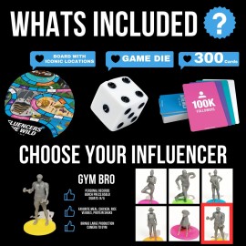 Influencers in the Wild Board Game - 2-6 Players - Built by Tank Sinatra & Tank\'s Good News - Social Media Board Games for Adults, Social Media Merchandise Card Games for Adults