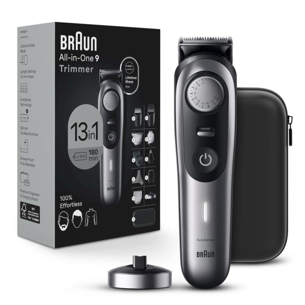 Braun All-in-One Men\'s Shaving Kit Series 9 9440, 13-in-1 Beard, Face, Nose, Ear Trimmer, Hair Clippers, Body Groomer and Manscaping Braun All-in-One Men\'s Shaving Kit Series 9 9440, 13-in-1 Beard, Face, Nose, Ear Trimmer, Hair Clippers, Body Groomer and Manscaping