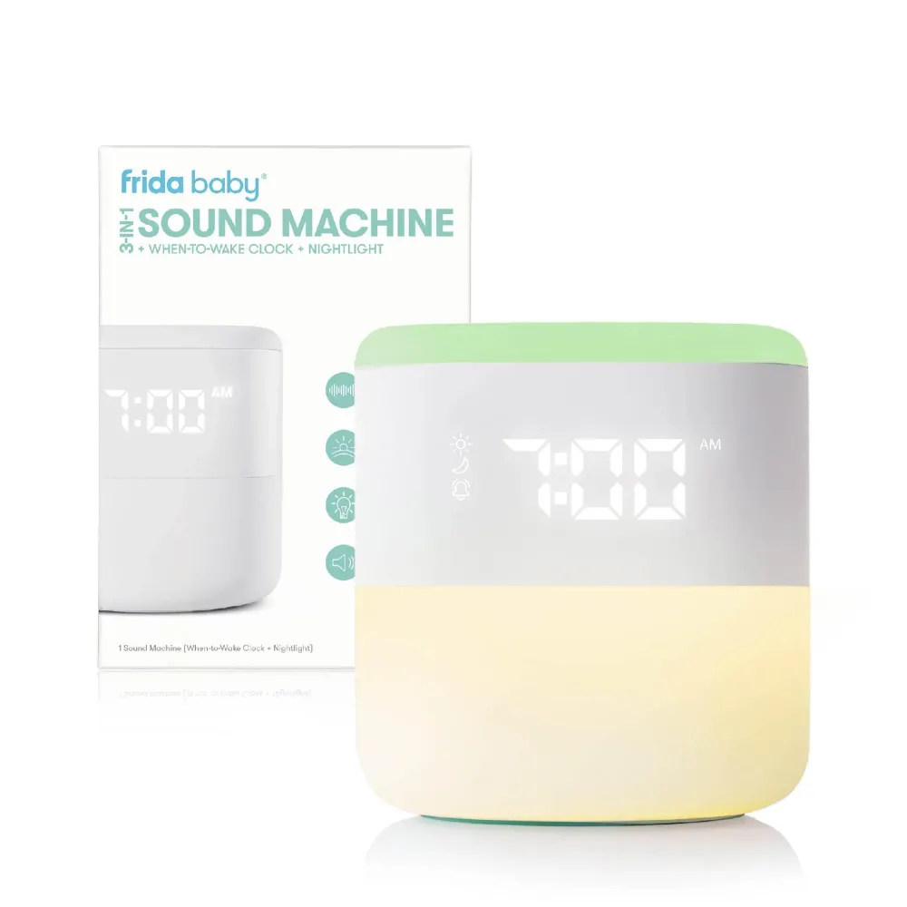 Frida Baby 3-in-1 Alarm Clock + Sound Machine + Nightlight | Wake Up Light Sunrise Alarm Clock, White Noise Soother, Sleep Trainer, Nursery + Toddler + Kids Bedroom (Bluetooth) Frida Baby 3-in-1 Alarm Clock + Sound Machine + Nightlight | Wake Up Light Sunrise Alarm Clock, White Noise Soother, Sleep Trainer, Nursery + Toddler + Kids Bedroom (Bluetooth)