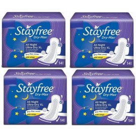 STAYFREE best Dry-Max All Night Ultra-Dry with Wings - XXL (14 +14 +14 +14 Sanitary Pads) Sanitary Pad (Pack of 56)
