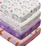 4 Pack Soft Baby Girl Crib Sheets for Standard Crib Mattress Unicron Rainbow Heart Cute Neutral Polyester Unisex Fitted Crib Sheets Set for Baby Girls