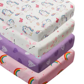 4 Pack Soft Baby Girl Crib Sheets for Standard Cri..
