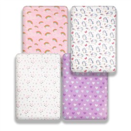 4 Pack Soft Baby Girl Crib Sheets for Standard Crib Mattress Unicron Rainbow Heart Cute Neutral Polyester Unisex Fitted Crib Sheets Set for Baby Girls 4 Pack Soft Baby Girl Crib Sheets for Standard Crib Mattress Unicron Rainbow Heart Cute Neutral Polyester Unisex Fitted Crib Sheets Set for Baby Girls