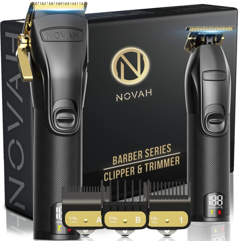 Novah Professional Hair Clippers for Men, Professional Barber Clippers and Trimmer Set, Mens Cordless Hair Clipper for Barbers Haircut Fading Kit Fade - Gold Novah Professional Hair Clippers for Men, Professional Barber Clippers and Trimmer Set, Mens Cordless Hair Clipper for Barbers Haircut Fading Kit Fade - Gold