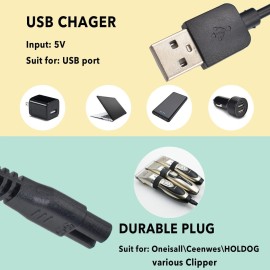 BOEEA Universal Hair Clipper Charger Cord, Replacement Charger Cable Compatible with Various Dog Clippers,Fit oneisall Dog Clippers,Fit SUPRENT Hair Clippers etc, 5V Power Adapter Charging Line BOEEA Universal Hair Clipper Charger Cord, Replacement Charger Cable Compatible with Various Dog Clippers,Fit oneisall Dog Clippers,Fit SUPRENT Hair Clippers etc, 5V Power Adapter Charging Line
