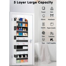 TAHAVICE 1 Pack Over The Door Organizer, Bathroom Organizers and Storage with 5 Pockets 10 Mesh Pockets, 50 lbs Weight Capacity Stuffed Animal Storage for Nursery Newborn Baby Essential TAHAVICE 1 Pack Over The Door Organizer, Bathroom Organizers and Storage with 5 Pockets 10 Mesh Pockets, 50 lbs Weight Capacity Stuffed Animal Storage for Nursery Newborn Baby Essential