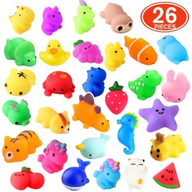 nobasco Squishies, 26 Pack Mochi Squishy Toys - Kawaii Cat Squishys Slow Rising Animals - Party Favors, Goodie Bag, Birthday Gifts, Mini Squishies Stress Reliever Toy