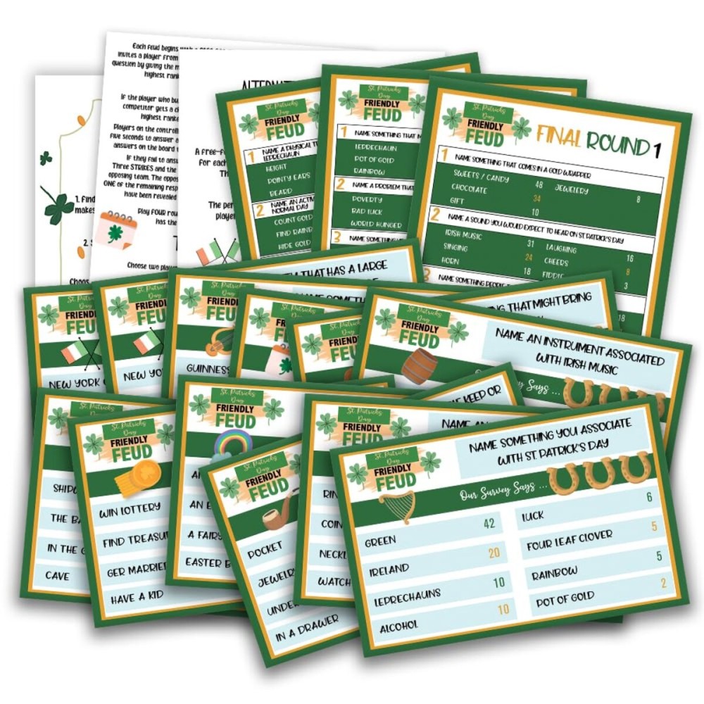 St. Patrick\'s Day Friendly Feud Quiz, St. Patrick\'s Day Party Game, Family Activity, Feud Trivia Quiz, Holiday Games for Adults Coworkers Groups St. Patrick\'s Day Party Supplies-02 St. Patrick\'s Day Friendly Feud Quiz, St. Patrick\'s Day Party Game, Family Activity, Feud Trivia Quiz, Holiday Games for Adults Coworkers Groups St. Patrick\'s Day Party Supplies-02
