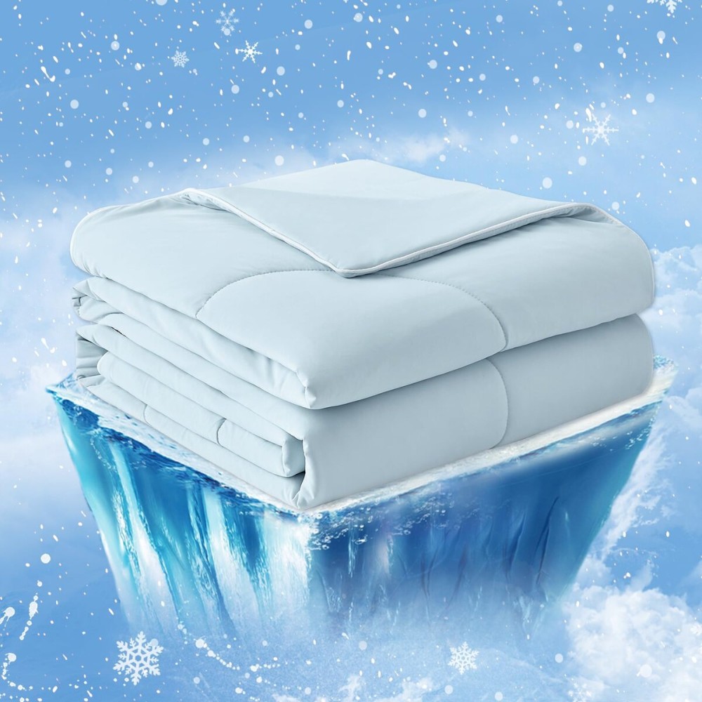 Cozy Bliss Cooling Comforter Queen Size, Cooling Blankets for Hot Sleepers and Night Sweats, Blue Summer Comforter for Queen Size Bed, Breathable Soft Lightweight Silk Smooth Cozy Bliss Cooling Comforter Queen Size, Cooling Blankets for Hot Sleepers and Night Sweats, Blue Summer Comforter for Queen Size Bed, Breathable Soft Lightweight Silk Smooth