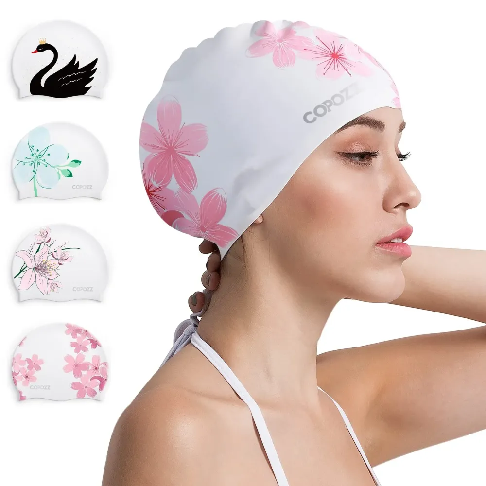 COPOZZ Stylish Silicone Swim Cap for Women - Comfortable, Durable, and Hair-Protecting Design COPOZZ Stylish Silicone Swim Cap for Women - Comfortable, Durable, and Hair-Protecting Design