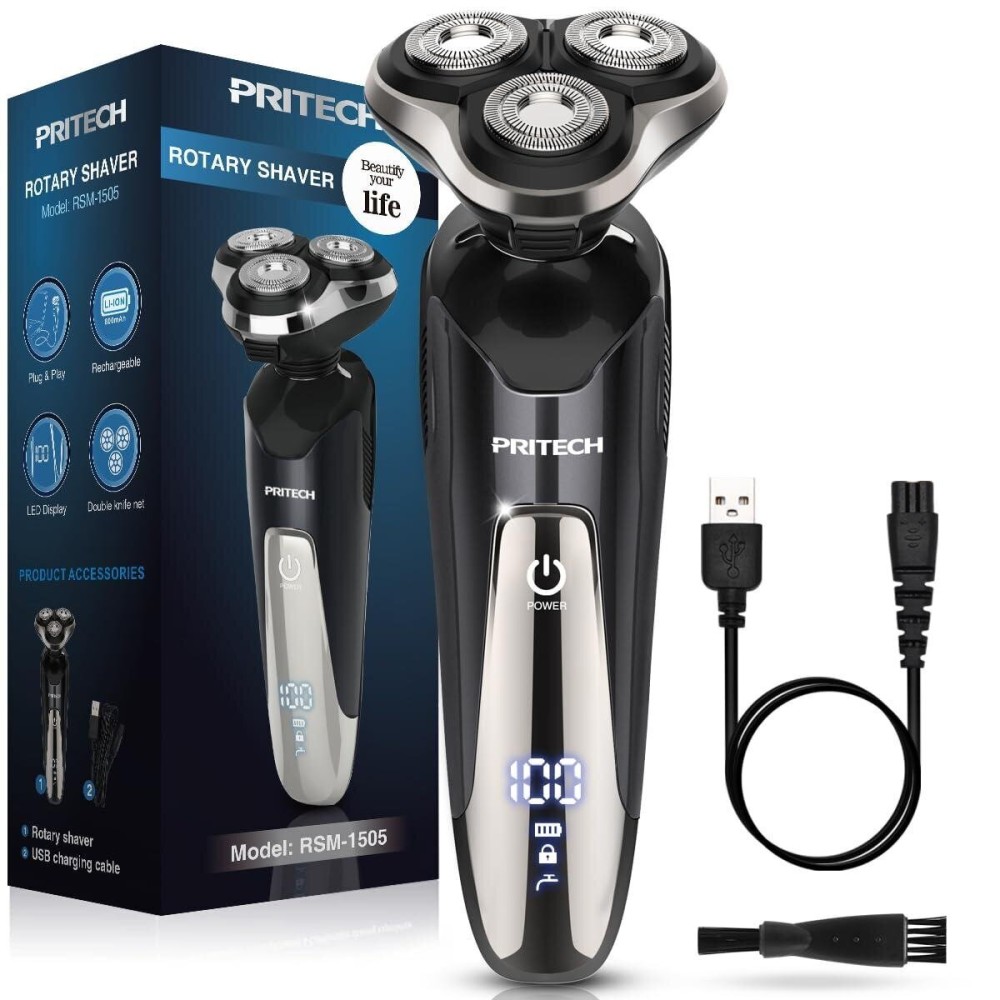 Electric Razor for Men - Rechargeable Electric Shaver for Men, Rechargeable Waterproof Wet Dry Cordless Razor