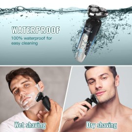Electric Razor for Men - Rechargeable Electric Shaver for Men, Rechargeable Waterproof Wet Dry Cordless Razor