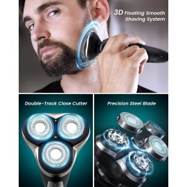 Electric Razor for Men - Rechargeable Electric Shaver for Men, Rechargeable Waterproof Wet Dry Cordless Razor