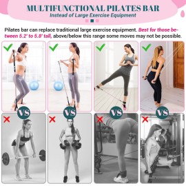 Pilates Bar Kit with Resistance Bands, Multifunctional Yoga Pilates Bar with Heavy-Duty Metal Adjustment Buckle, Portable Home Gym Pilates Resistance Bar for Women Full Body Workouts(20-150LBS)-Pink Pilates Bar Kit with Resistance Bands, Multifunctional Yoga Pilates Bar with Heavy-Duty Metal Adjustment Buckle, Portable Home Gym Pilates Resistance Bar for Women Full Body Workouts(20-150LBS)-Pink