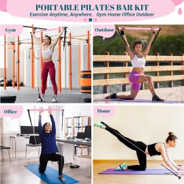 Pilates Bar Kit with Resistance Bands, Multifunctional Yoga Pilates Bar with Heavy-Duty Metal Adjustment Buckle, Portable Home Gym Pilates Resistance Bar for Women Full Body Workouts(20-150LBS)-Pink Pilates Bar Kit with Resistance Bands, Multifunctional Yoga Pilates Bar with Heavy-Duty Metal Adjustment Buckle, Portable Home Gym Pilates Resistance Bar for Women Full Body Workouts(20-150LBS)-Pink