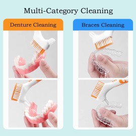 Octuitey Denture Brush 4Pcs Denture ToothbrushesDenture Cleaning Care Cleaning Brush Double Sided ToothbrushMulti-Layered Bristles and Rubber Anti-Slip Handle (Purple, Green, Blue, Orange) Octuitey Denture Brush 4Pcs Denture ToothbrushesDenture Cleaning Care Cleaning Brush Double Sided ToothbrushMulti-Layered Bristles and Rubber Anti-Slip Handle (Purple, Green, Blue, Orange)