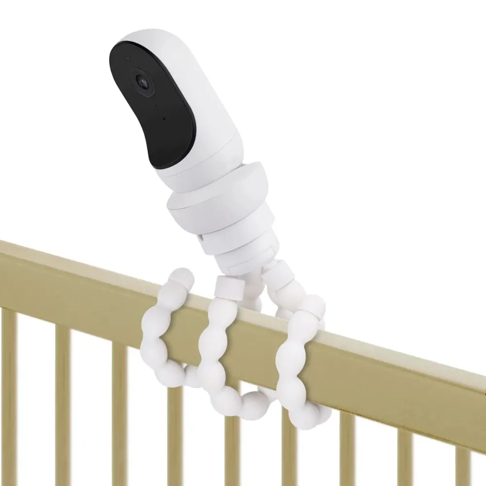 Flexible Tripod Baby Monitor Mount for Owlet Cam and Owlet Cam 2, Attach Your Baby Camera Wherever You Like Without Tools or Wall Damage - White Flexible Tripod Baby Monitor Mount for Owlet Cam and Owlet Cam 2, Attach Your Baby Camera Wherever You Like Without Tools or Wall Damage - White