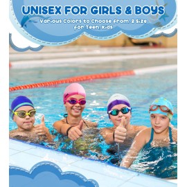 Aegend 2 Pack Kids Swim Cap for Girls Boys Age 8-15, Waterproof Swim Cap Durable Silicone Kids Swimming Cap for Long Hair, Black & Blue Aegend 2 Pack Kids Swim Cap for Girls Boys Age 8-15, Waterproof Swim Cap Durable Silicone Kids Swimming Cap for Long Hair, Black & Blue