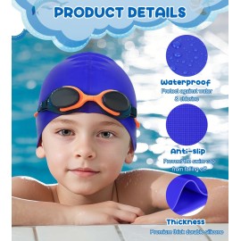 Aegend 2 Pack Kids Swim Cap for Girls Boys Age 8-15, Waterproof Swim Cap Durable Silicone Kids Swimming Cap for Long Hair, Black & Blue Aegend 2 Pack Kids Swim Cap for Girls Boys Age 8-15, Waterproof Swim Cap Durable Silicone Kids Swimming Cap for Long Hair, Black & Blue