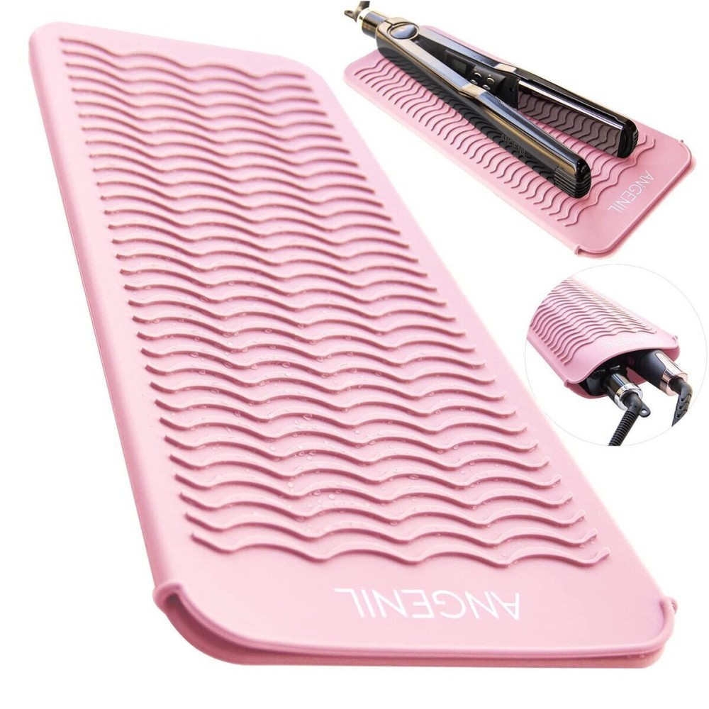 ANGENIL Heat Resistant Silicone Flat Iron Mat Pouch, For Travel Dual Voltage Curling Iron Wand, Hair Straightener, Automatic Wireless Curlers, Crimper Hair Iron, Styling Tools, Curling Brush For Women ANGENIL Heat Resistant Silicone Flat Iron Mat Pouch, For Travel Dual Voltage Curling Iron Wand, Hair Straightener, Automatic Wireless Curlers, Crimper Hair Iron, Styling Tools, Curling Brush For Women