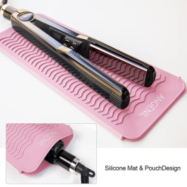 ANGENIL Heat Resistant Silicone Flat Iron Mat Pouch, For Travel Dual Voltage Curling Iron Wand, Hair Straightener, Automatic Wireless Curlers, Crimper Hair Iron, Styling Tools, Curling Brush For Women ANGENIL Heat Resistant Silicone Flat Iron Mat Pouch, For Travel Dual Voltage Curling Iron Wand, Hair Straightener, Automatic Wireless Curlers, Crimper Hair Iron, Styling Tools, Curling Brush For Women