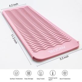 ANGENIL Heat Resistant Silicone Flat Iron Mat Pouch, For Travel Dual Voltage Curling Iron Wand, Hair Straightener, Automatic Wireless Curlers, Crimper Hair Iron, Styling Tools, Curling Brush For Women ANGENIL Heat Resistant Silicone Flat Iron Mat Pouch, For Travel Dual Voltage Curling Iron Wand, Hair Straightener, Automatic Wireless Curlers, Crimper Hair Iron, Styling Tools, Curling Brush For Women