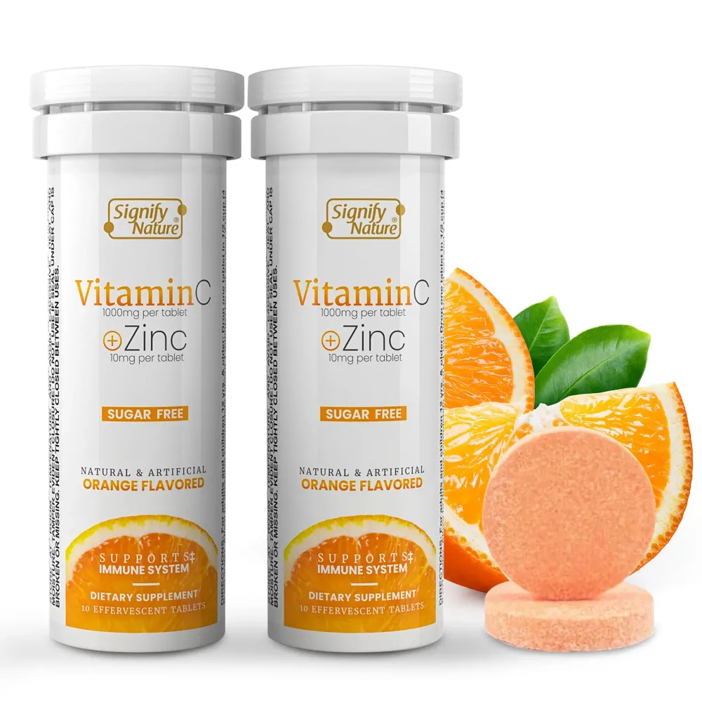 SIGNIFY NATURE Vitamin C 1000mg Effervescent Tablets - Potent Immune Support VIT C with Zinc Supplement - Sugar-Free & Vegan Formula | Dissolvable Vitamin C Tablets - Water Soluble Fizzy Elixir - 20CT SIGNIFY NATURE Vitamin C 1000mg Effervescent Tablets - Potent Immune Support VIT C with Zinc Supplement - Sugar-Free & Vegan Formula | Dissolvable Vitamin C Tablets - Water Soluble Fizzy Elixir - 20CT