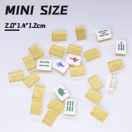 drizzle Gold Travel Mini Mahjong Set 20mm with Instructions - Portable 146 Tiles - for Beginners with 4PCS Racks 2 Pounds - Chinese Mah-Jong Game  drizzle Gold Travel Mini Mahjong Set 20mm with Instructions - Portable 146 Tiles - for Beginners with 4PCS Racks 2 Pounds - Chinese Mah-Jong Game