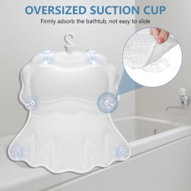 SetSail Bath Pillow, Relaxing Bath Pillows for Tub Neck and Back Support Soft 4D Breathable Air Mesh Ergonomic Bathtub Pillow with 6 Strong Suction Cups and Hook Luxury Bathroom Accessories,White SetSail Bath Pillow, Relaxing Bath Pillows for Tub Neck and Back Support Soft 4D Breathable Air Mesh Ergonomic Bathtub Pillow with 6 Strong Suction Cups and Hook Luxury Bathroom Accessories,White