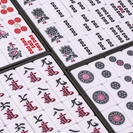 Yellow Mountain Imports Japanese Riichi Mahjong Set - Large White and Green Tiles, Vinyl Case - Includes East Wind Tile, Betting Sticks, and Dice Yellow Mountain Imports Japanese Riichi Mahjong Set - Large White and Green Tiles, Vinyl Case - Includes East Wind Tile, Betting Sticks, and Dice