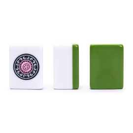 Yellow Mountain Imports Japanese Riichi Mahjong Set - Large White and Green Tiles, Vinyl Case - Includes East Wind Tile, Betting Sticks, and Dice Yellow Mountain Imports Japanese Riichi Mahjong Set - Large White and Green Tiles, Vinyl Case - Includes East Wind Tile, Betting Sticks, and Dice