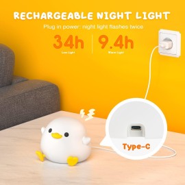 UNEEDE LED Cute Bean Duck Night Light, DoDo Duck Silicone Nursery Night Light Rechargeable Table Lamp Bedside Lamp with Touch Sensor for Bedrooms, Living Room UNEEDE LED Cute Bean Duck Night Light, DoDo Duck Silicone Nursery Night Light Rechargeable Table Lamp Bedside Lamp with Touch Sensor for Bedrooms, Living Room