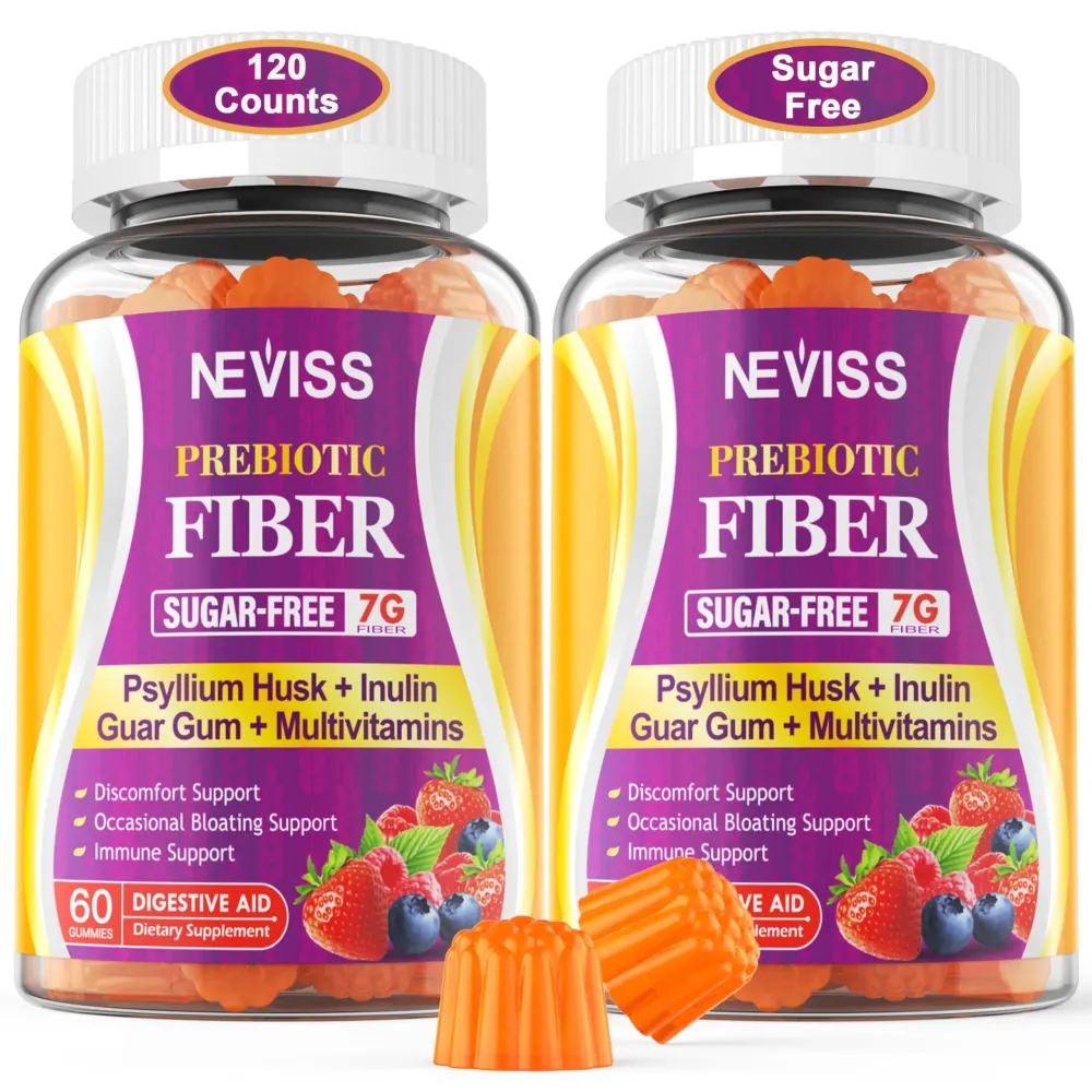 Fiber Gummies with Probiotics for Adults, 7G Soluble Fi ber + Insoluble Fi ber, Sugar Free with Psyllium Husk, Inulin, Fos, Multivitamins for Daily Digestive Health, Regularity Gut Support, Pack of 2 Fiber Gummies with Probiotics for Adults, 7G Soluble Fi ber + Insoluble Fi ber, Sugar Free with Psyllium Husk, Inulin, Fos, Multivitamins for Daily Digestive Health, Regularity Gut Support, Pack of 2