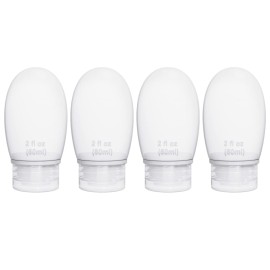 Silicone Travel Bottles for Toiletries TSA Approved Travel Size Containers Set 4 Pack Portable Leak Proof Refillable Cosmetic Squeeze Bottles Shampoo Hair Conditioner Body Lotion Bath Shower Gel