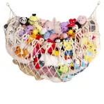 YKBU Stuffed Animal Net or Hammock Wall Hanging Net for Stuffed Animal Storage Macrame Toy Display Plush Toy Holder Soft Toy Organizer for Nursery Baby Bedroom Playroom-Cream