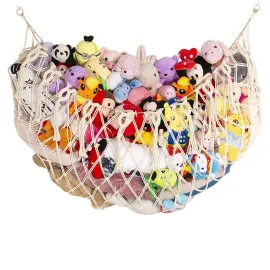YKBU Stuffed Animal Net or Hammock Wall Hanging Net for Stuffed Animal Storage Macrame Toy Display Plush Toy Holder Soft Toy Organizer for Nursery Baby Bedroom Playroom-Cream