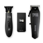 TPOB Slime 2 Black Clipper Trimmer Shaver Set Barber Hair Clippers for Men 6800 RPM with Rubber Case